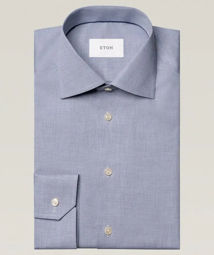 Slim-Fit Mélange Twill Dress Shirt