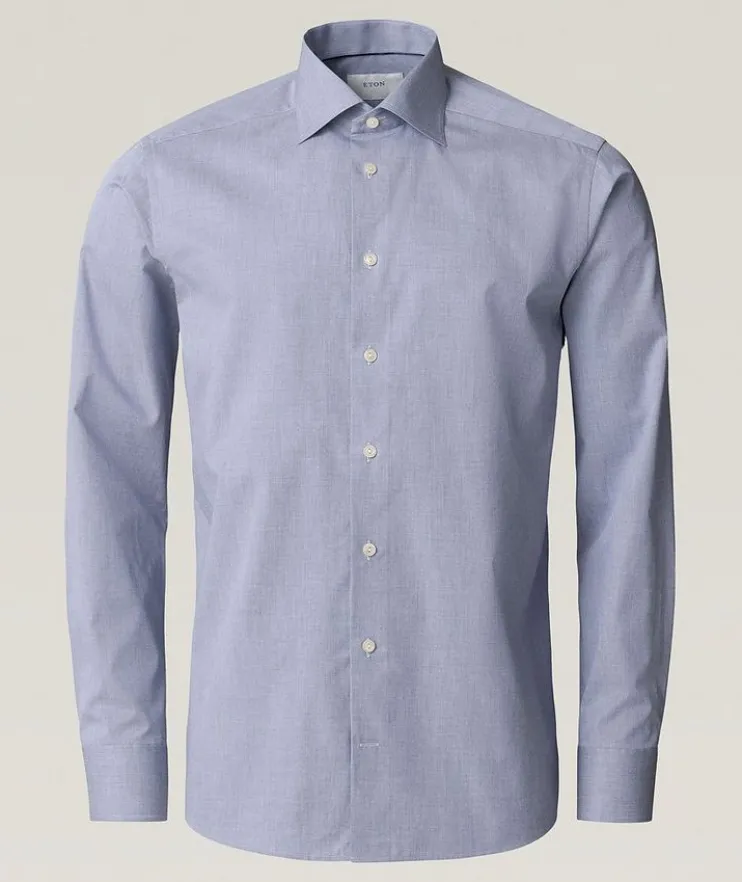 Slim-Fit Mélange Twill Dress Shirt