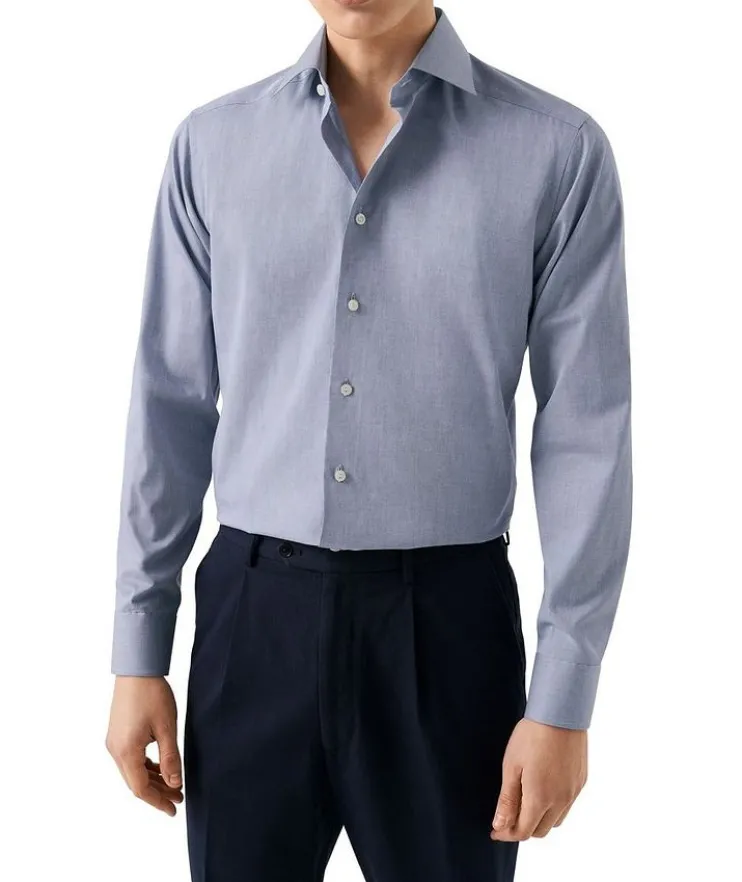 Slim-Fit Mélange Twill Dress Shirt