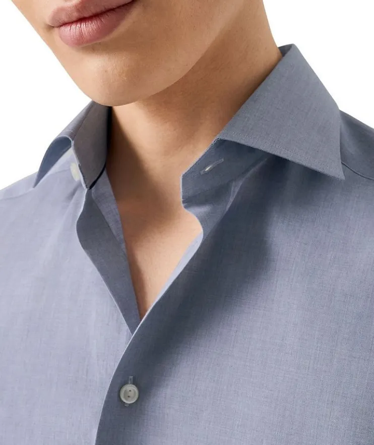 Slim-Fit Mélange Twill Dress Shirt