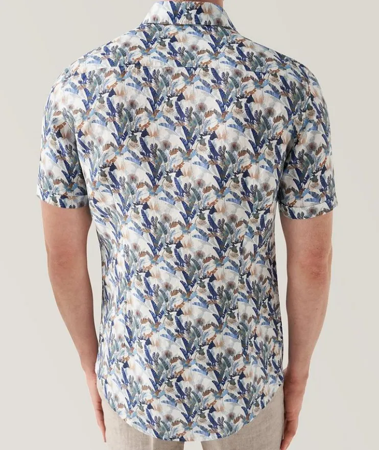 Slim-Fit Palm Print Linen Shirt
