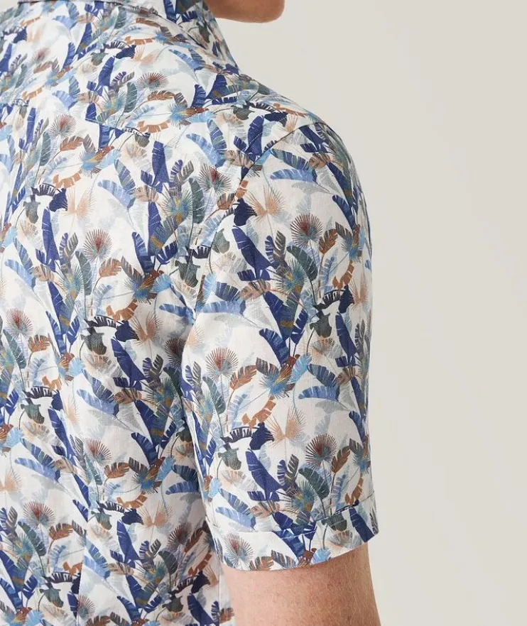 Slim-Fit Palm Print Linen Shirt