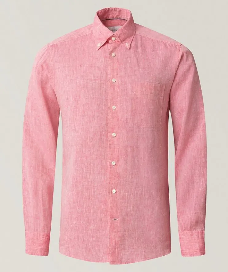 Slim-Fit Plain Weave Linen Shirt