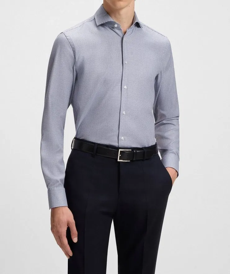 Slim-Fit Printed Cotton Dress Shirt