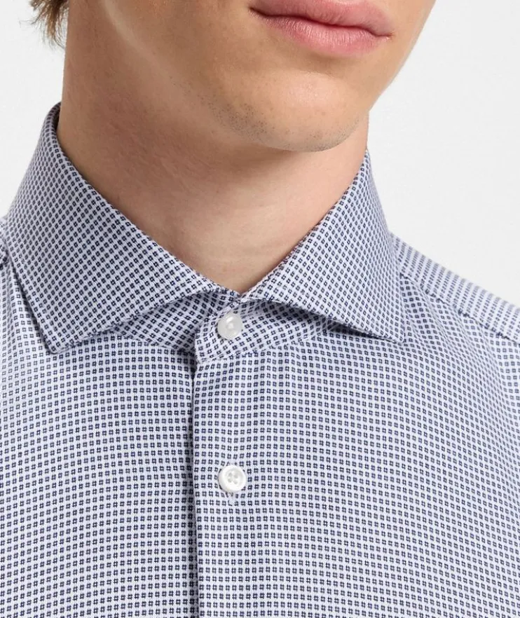 Slim-Fit Printed Cotton Dress Shirt