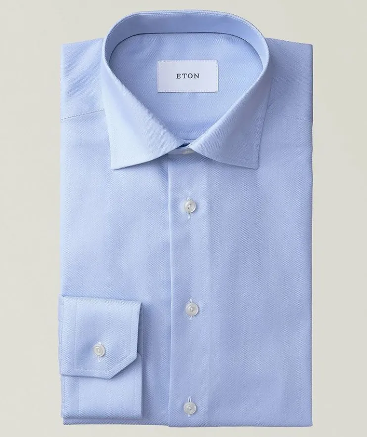 Slim-Fit Semi-Solid Twill Dress Shirt