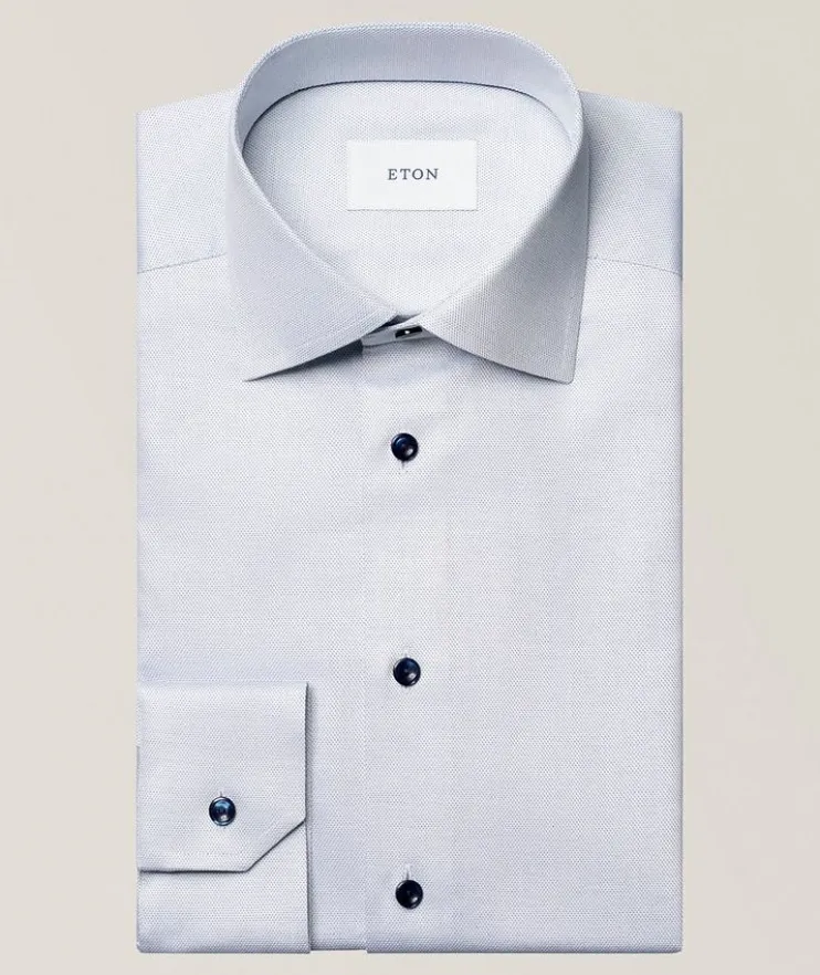 Slim-Fit Semi-Solid Twill Dress Shirt