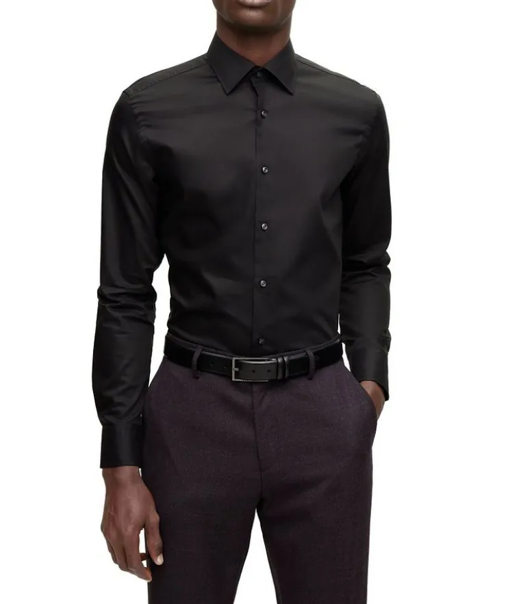 Slim-Fit Solid Dress Shirt
