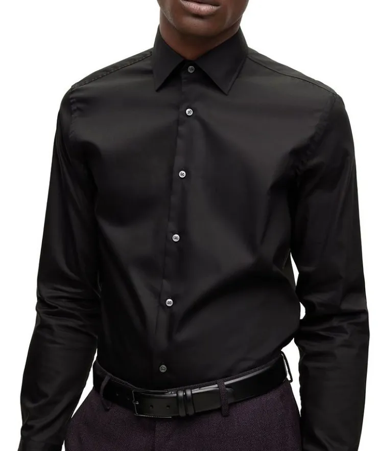 Slim-Fit Solid Dress Shirt