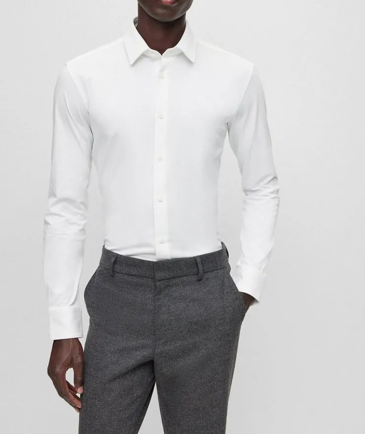 Slim-Fit Stretch-Jersey Dress Shirt