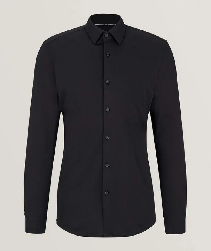 Slim-Fit Stretch-Jersey Dress Shirt