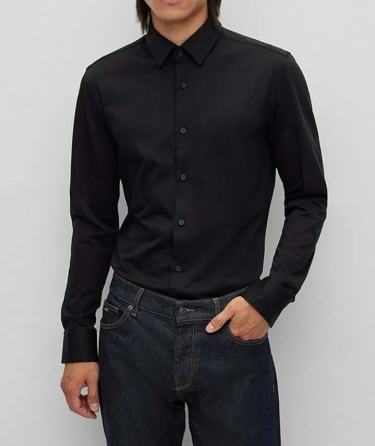 Slim-Fit Stretch-Jersey Dress Shirt