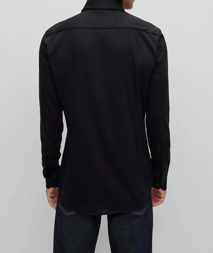 Slim-Fit Stretch-Jersey Dress Shirt