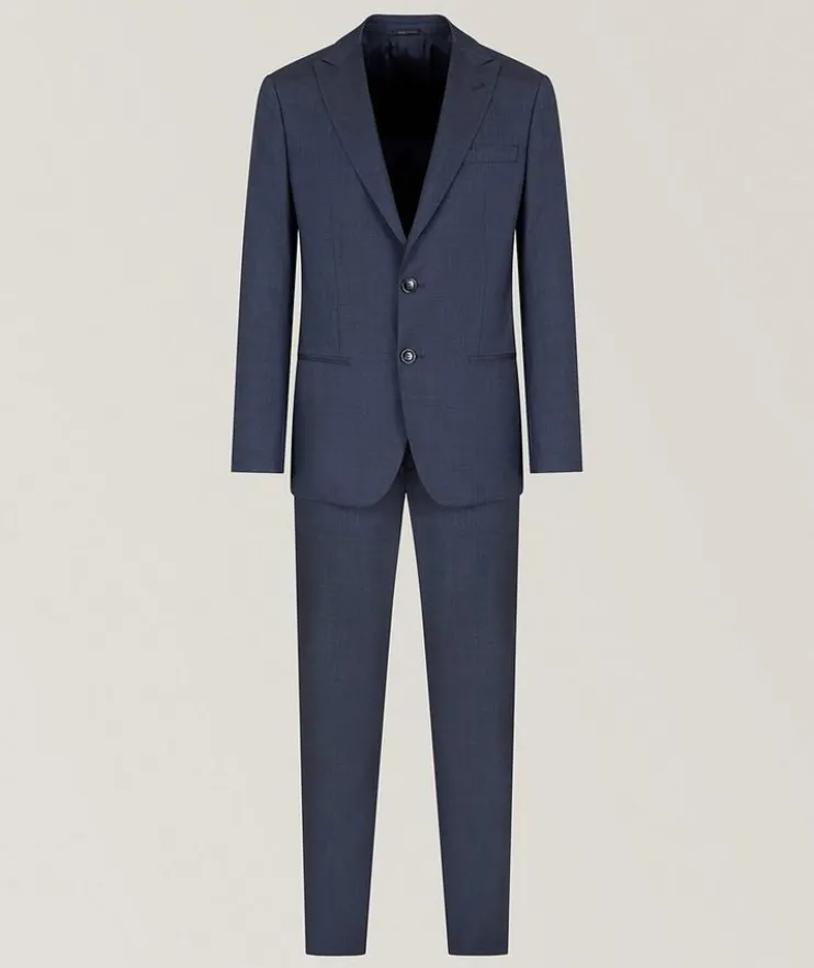Soho Wool-Silk Chambray-Effect Suit