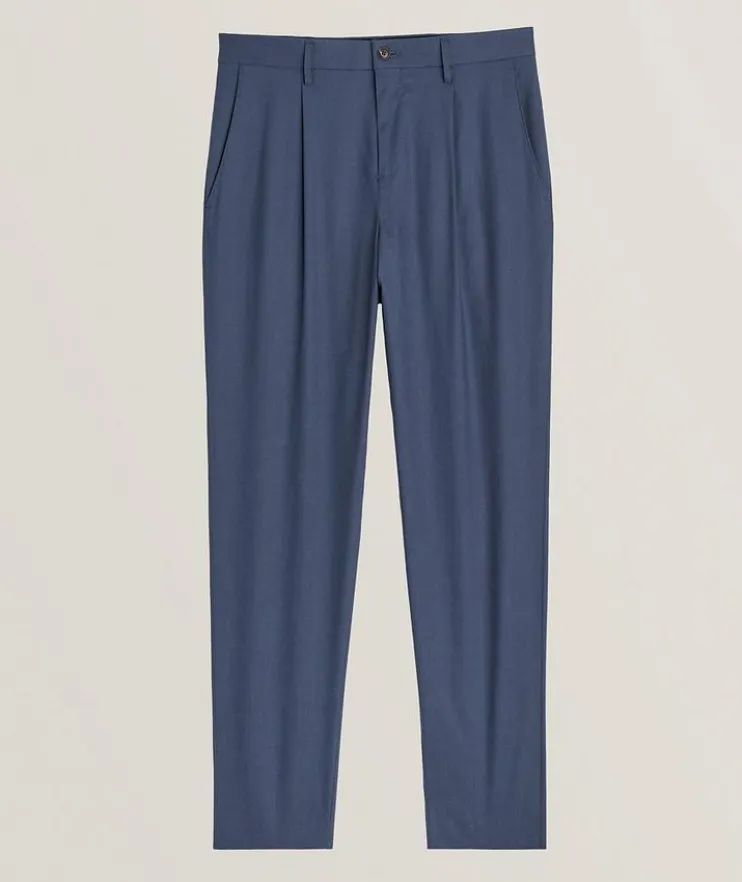 Solid Lyocell-Stretch Dress Pants