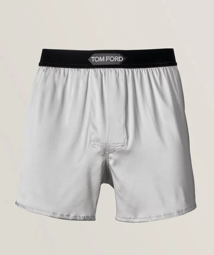 Solid Stretch-Silk Boxers