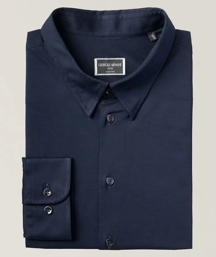 Solid Twill Cotton Dress Shirt
