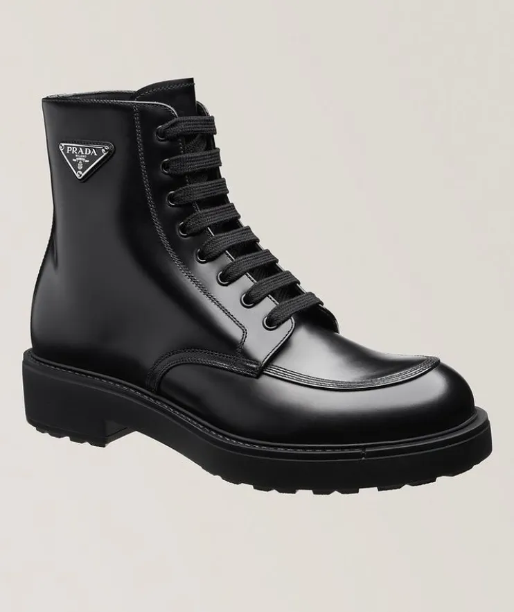 Spazzolato Triangolo Leather Ankle Boots