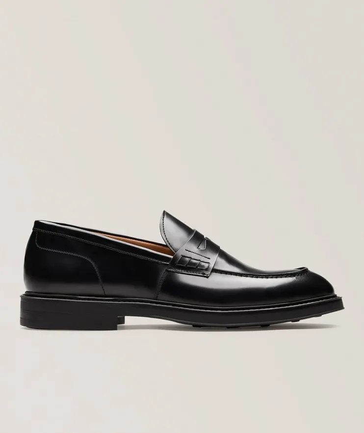 Split-Toe Leather Penny Loafers
