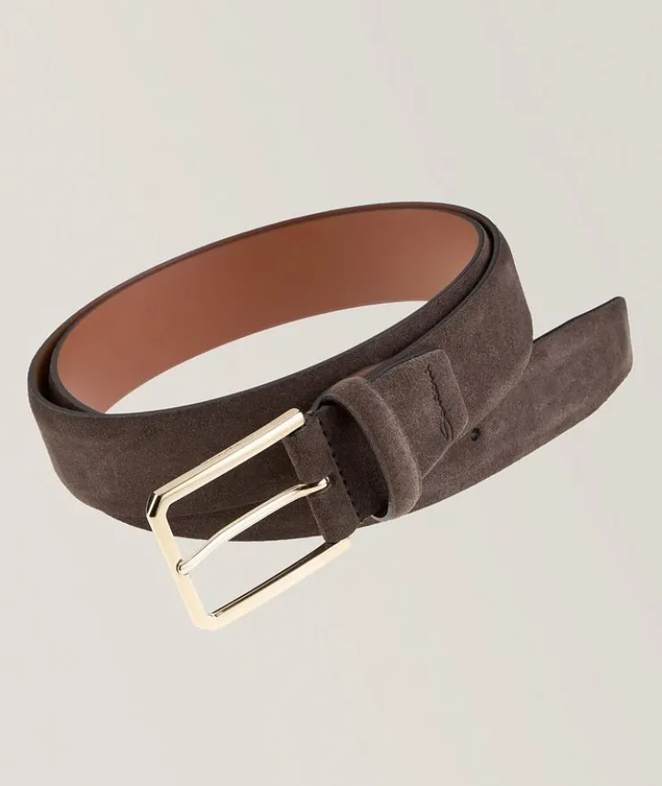 Square Buckle Suede Belt