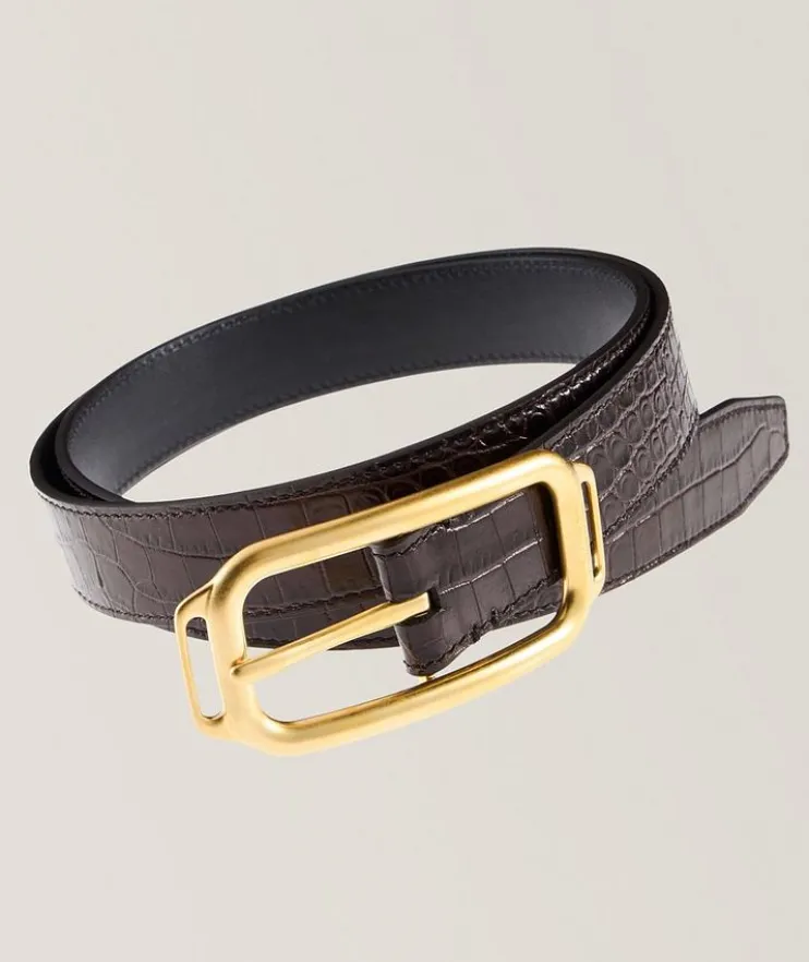 Stadium Crocodile Printed Leather Belt