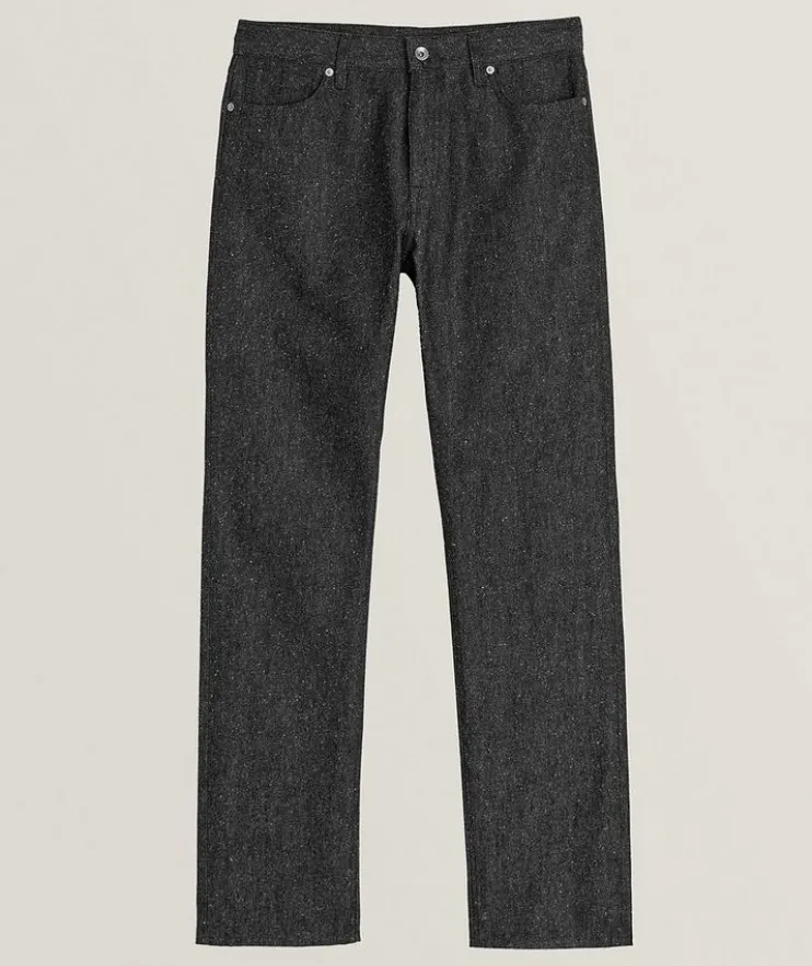 Straight-Fit Cotton-Silk Denim Jeans