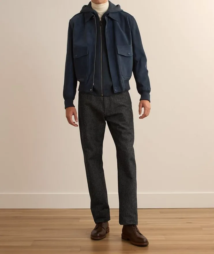 Straight-Fit Cotton-Silk Denim Jeans