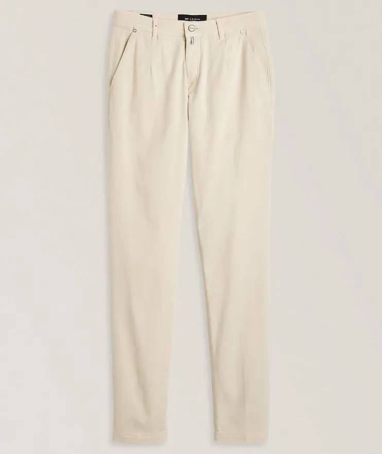 Stretch-Cotton Twill Flat Front Pants