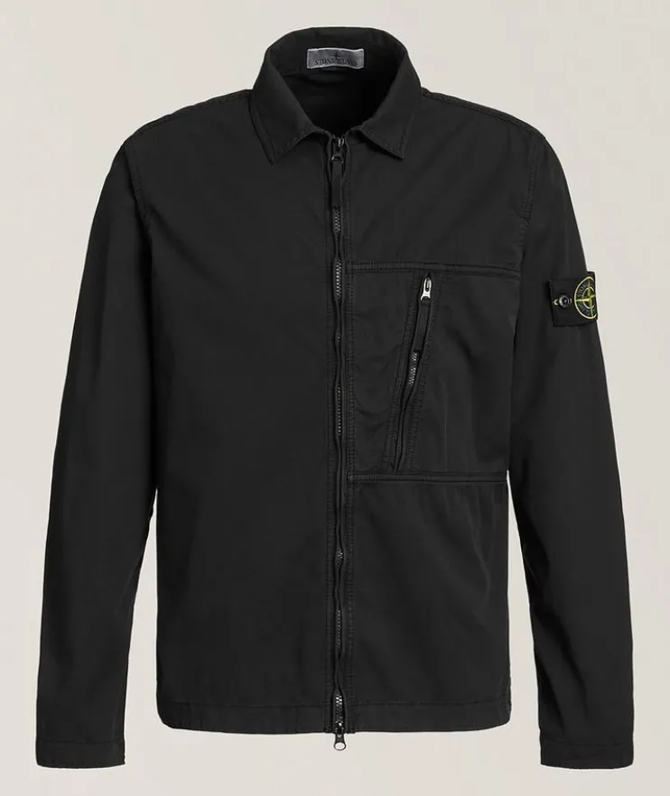 Stretch-Cotton Zippered Overshirt