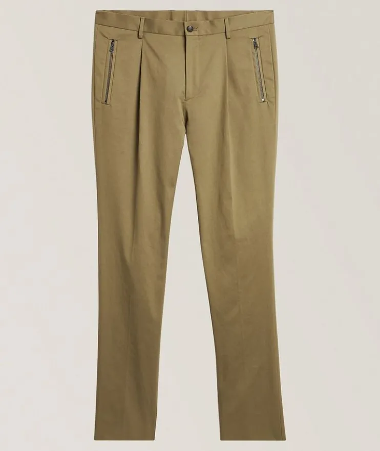 Stretch-Cotton Zip-Pocket Pants