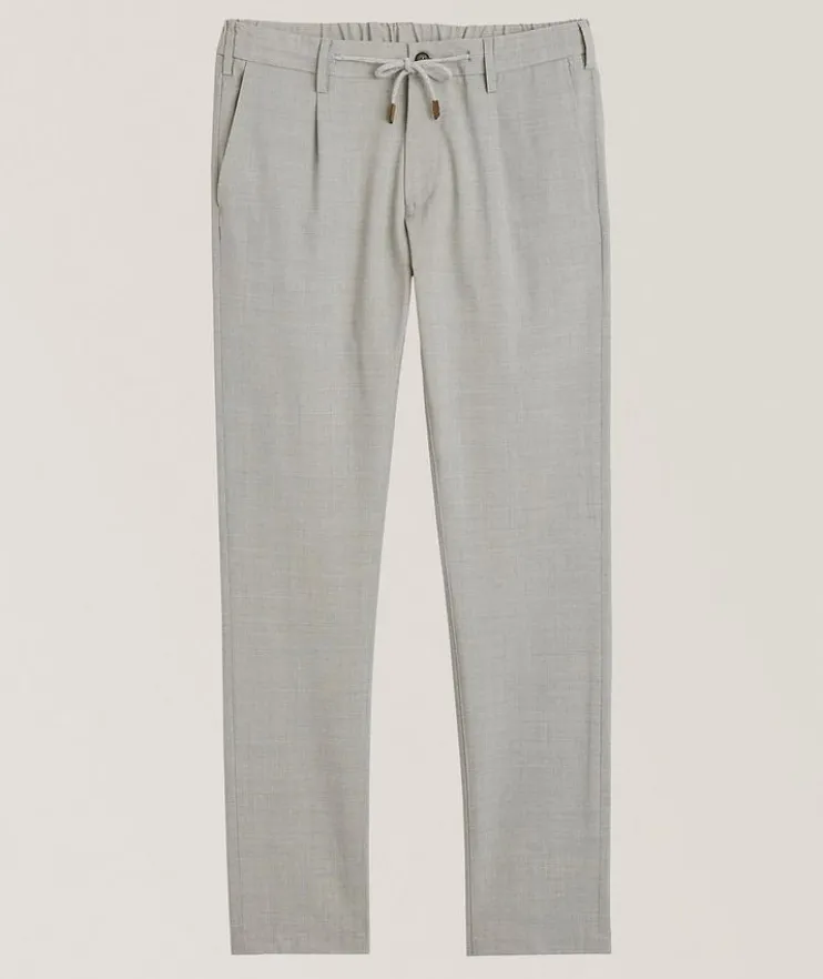 Stretch-Wool Tailored Drawstring Pants