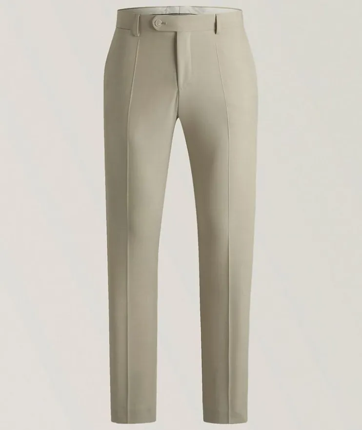 Stretch-Wool Tapered Pants