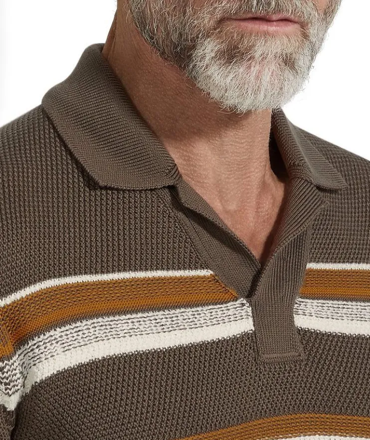 Stripe Cotton-Silk Polo Shirt