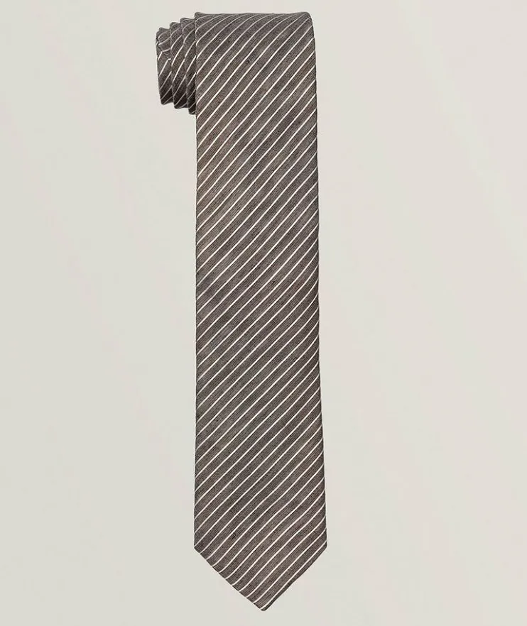 Stripe Linen-Silk Tie