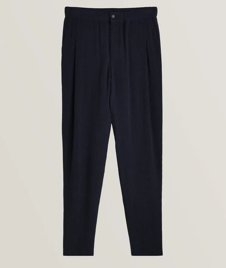 Stripe Patterned Seersucker Dress Pants