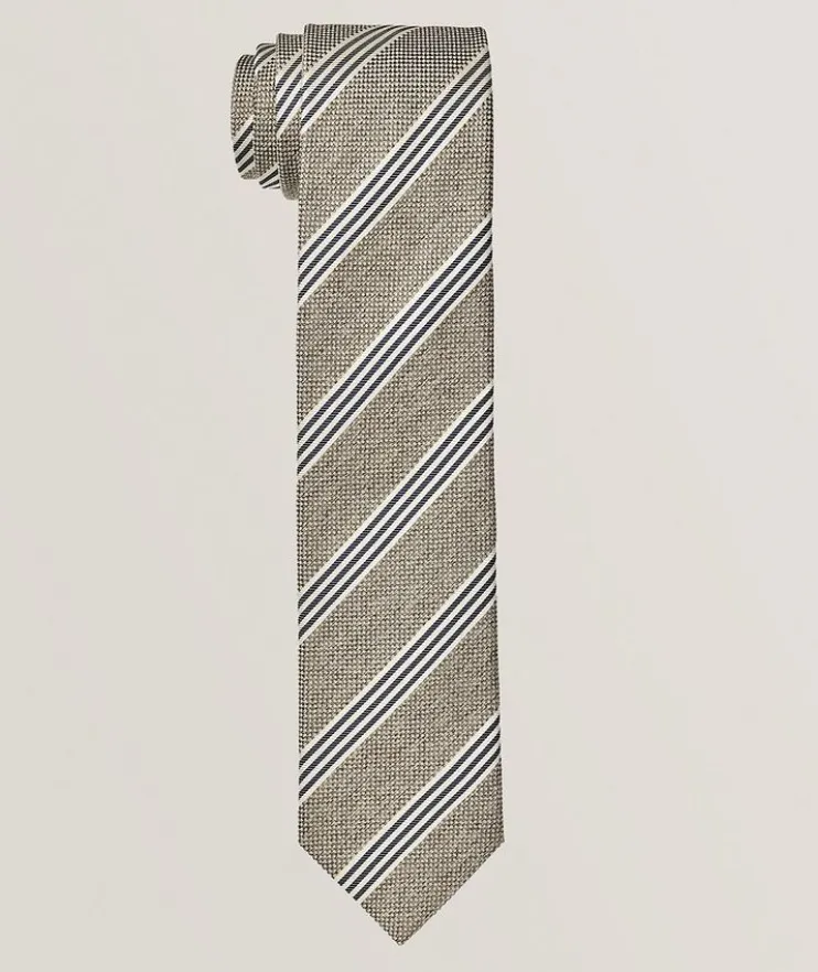 Stripe Silk-Cotton Tie