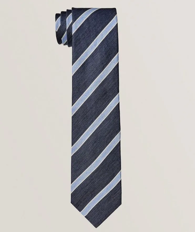 Stripe Silk-Linen Tie