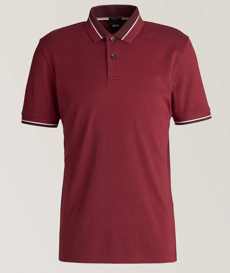 Stripe Tipped Mercerized Cotton Polo