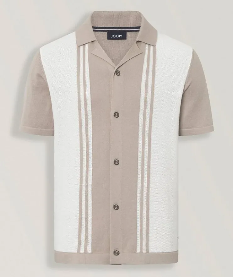 Striped Button-Down Knit Shirt