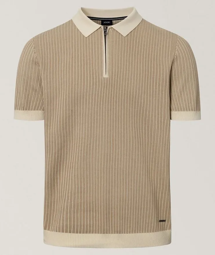 Striped Cotton Quarter-Zip Polo