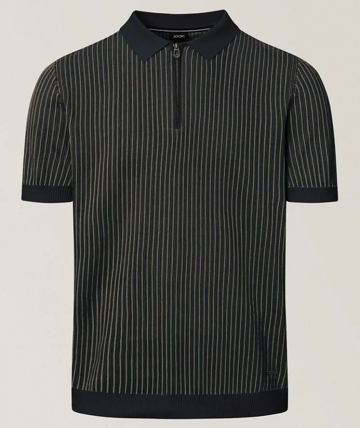Striped Cotton Quarter-Zip Polo