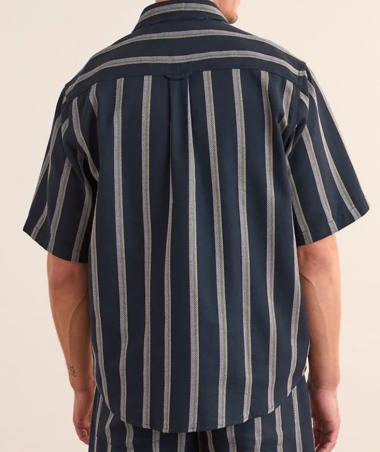 Striped Cotton-Blend Camp Shirt