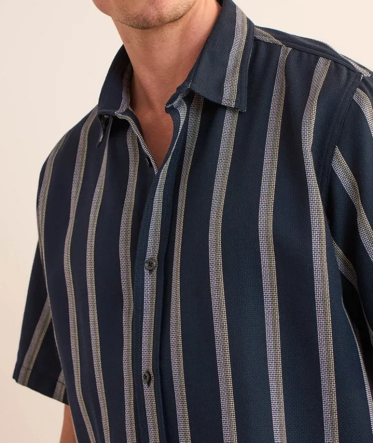 Striped Cotton-Blend Camp Shirt