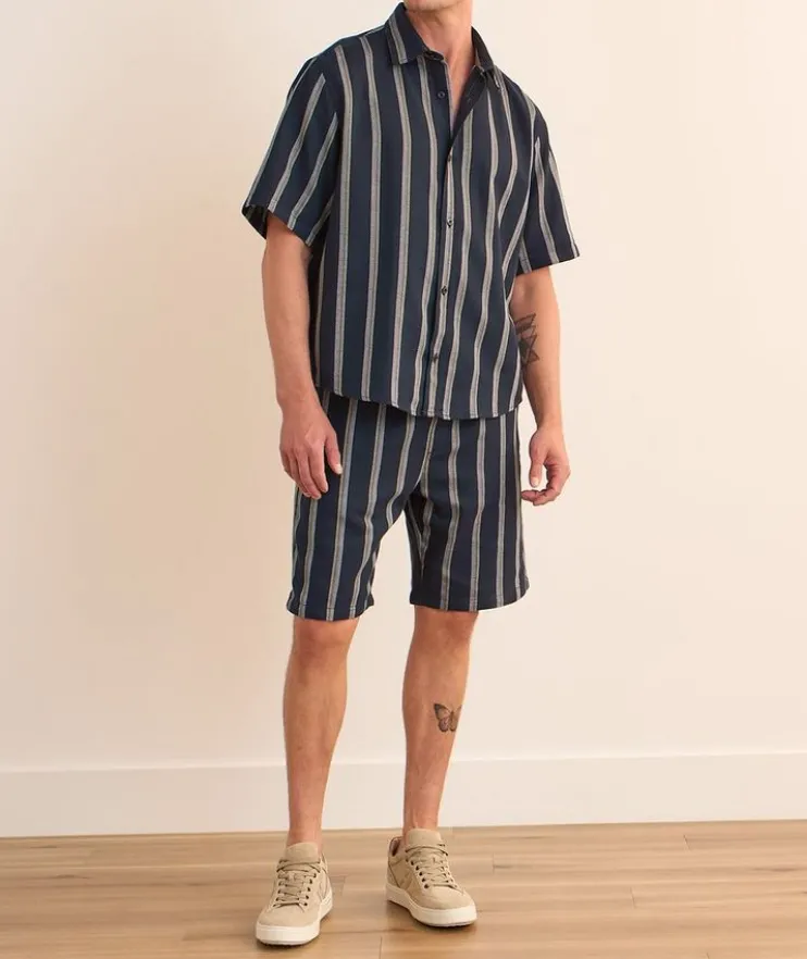 Striped Cotton-Blend Camp Shirt
