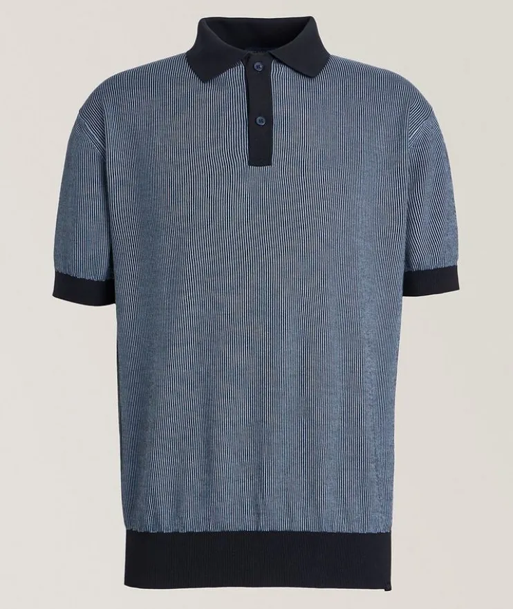 Striped Cotton-Cashmere Polo Shirt