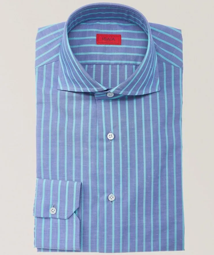 Striped Cotton-Linen Dress Shirt