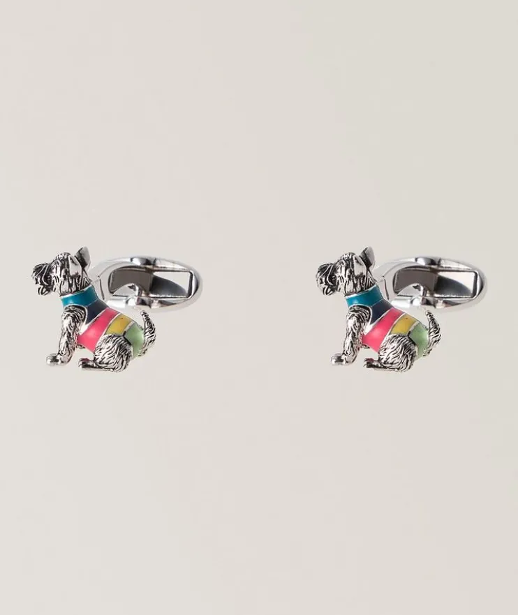 Striped Enamel Dog Cufflinks