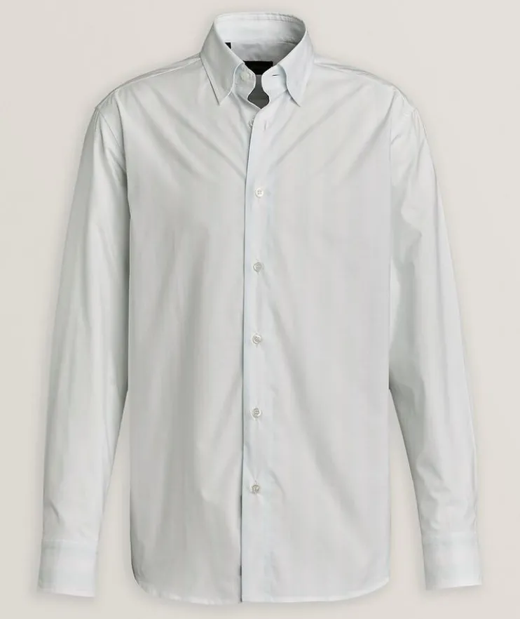 Striped Hidden Button-Down Cotton Shirt