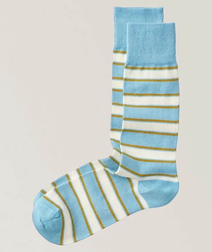 Striped Stretch-Cotton Socks