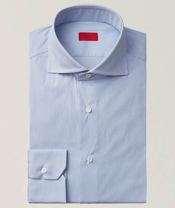 Striped Stretch-Cotton Poplin Dress Shirt